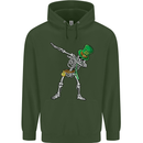 St Patricks Day Dabbing Skeleton Skull Childrens Kids Hoodie Forest Green