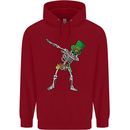 St Patricks Day Dabbing Skeleton Skull Childrens Kids Hoodie Red