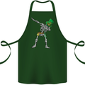 St Patricks Day Dabbing Skeleton Skull Cotton Apron 100% Organic Forest Green