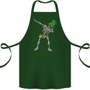 St Patricks Day Dabbing Skeleton Skull Cotton Apron 100% Organic Forest Green