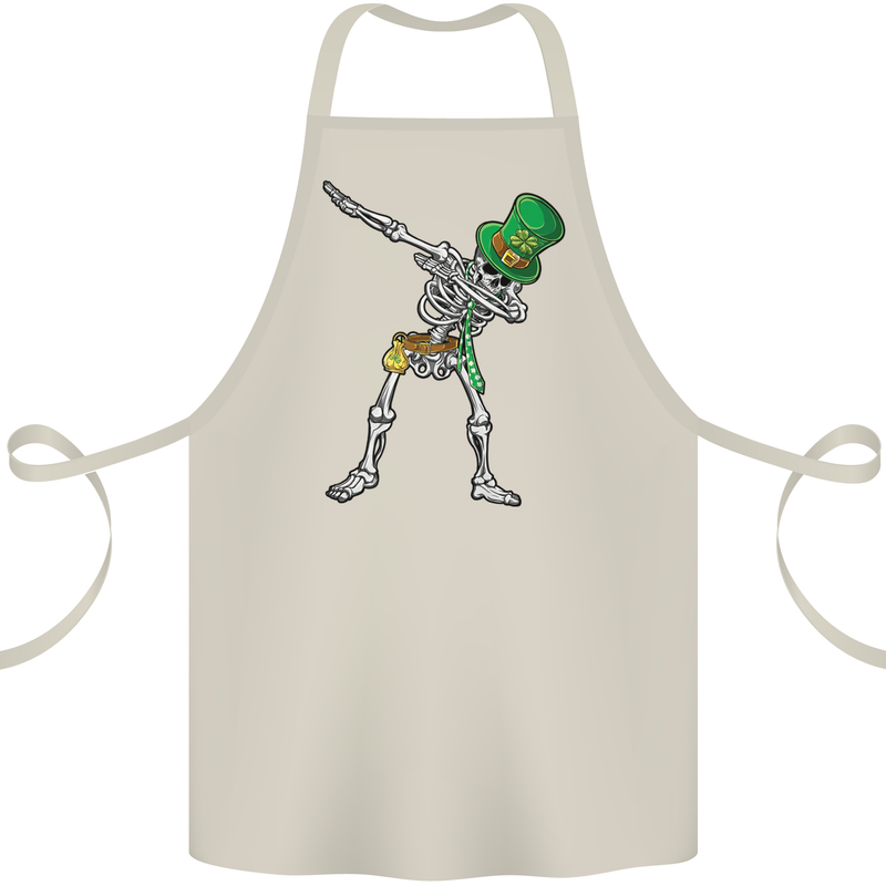 St Patricks Day Dabbing Skeleton Skull Cotton Apron 100% Organic Natural
