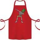 St Patricks Day Dabbing Skeleton Skull Cotton Apron 100% Organic Red