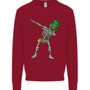 St Patricks Day Dabbing Skeleton Skull Kids Sweatshirt Jumper Red