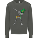 St Patricks Day Dabbing Skeleton Skull Kids Sweatshirt Jumper Storm Grey