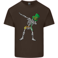 St Patricks Day Dabbing Skeleton Skull Kids T-Shirt Childrens Chocolate