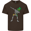 St Patricks Day Dabbing Skeleton Skull Kids T-Shirt Childrens Chocolate
