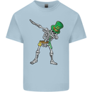 St Patricks Day Dabbing Skeleton Skull Kids T-Shirt Childrens Light Blue