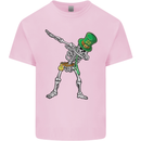 St Patricks Day Dabbing Skeleton Skull Kids T-Shirt Childrens Light Pink