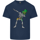 St Patricks Day Dabbing Skeleton Skull Kids T-Shirt Childrens Navy Blue