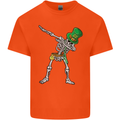St Patricks Day Dabbing Skeleton Skull Kids T-Shirt Childrens Orange