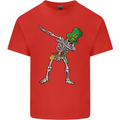St Patricks Day Dabbing Skeleton Skull Kids T-Shirt Childrens Red