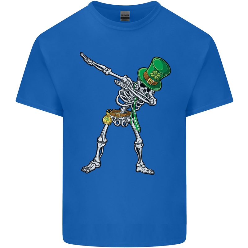 St Patricks Day Dabbing Skeleton Skull Kids T-Shirt Childrens Royal Blue