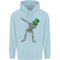 St Patricks Day Dabbing Skeleton Skull Mens 80% Cotton Hoodie Light Blue