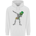St Patricks Day Dabbing Skeleton Skull Mens 80% Cotton Hoodie White