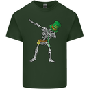 St Patricks Day Dabbing Skeleton Skull Mens Cotton T-Shirt Tee Top Forest Green