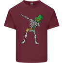 St Patricks Day Dabbing Skeleton Skull Mens Cotton T-Shirt Tee Top Maroon