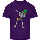 St Patricks Day Dabbing Skeleton Skull Mens Cotton T-Shirt Tee Top Purple