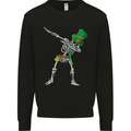 St Patricks Day Dabbing Skeleton Skull Mens Sweatshirt Jumper Black