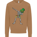 St Patricks Day Dabbing Skeleton Skull Mens Sweatshirt Jumper Caramel Latte