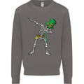 St Patricks Day Dabbing Skeleton Skull Mens Sweatshirt Jumper Charcoal