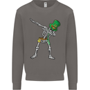 St Patricks Day Dabbing Skeleton Skull Mens Sweatshirt Jumper Charcoal