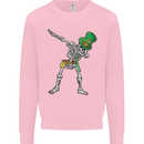 St Patricks Day Dabbing Skeleton Skull Mens Sweatshirt Jumper Light Pink