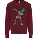 St Patricks Day Dabbing Skeleton Skull Mens Sweatshirt Jumper Maroon