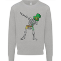 St Patricks Day Dabbing Skeleton Skull Mens Sweatshirt Jumper Sports Grey