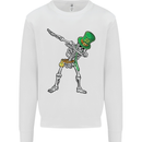 St Patricks Day Dabbing Skeleton Skull Mens Sweatshirt Jumper White
