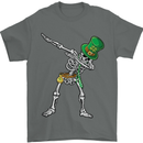 St Patricks Day Dabbing Skeleton Skull Mens T-Shirt Cotton Gildan Charcoal
