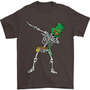 St Patricks Day Dabbing Skeleton Skull Mens T-Shirt Cotton Gildan Dark Chocolate