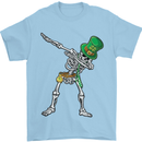 St Patricks Day Dabbing Skeleton Skull Mens T-Shirt Cotton Gildan Light Blue
