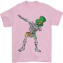 St Patricks Day Dabbing Skeleton Skull Mens T-Shirt Cotton Gildan Light Pink