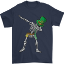 St Patricks Day Dabbing Skeleton Skull Mens T-Shirt Cotton Gildan Navy Blue