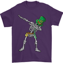 St Patricks Day Dabbing Skeleton Skull Mens T-Shirt Cotton Gildan Purple