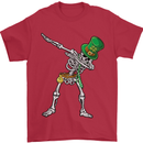 St Patricks Day Dabbing Skeleton Skull Mens T-Shirt Cotton Gildan Red
