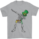 St Patricks Day Dabbing Skeleton Skull Mens T-Shirt Cotton Gildan Sports Grey