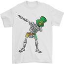 St Patricks Day Dabbing Skeleton Skull Mens T-Shirt Cotton Gildan White