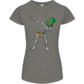 St Patricks Day Dabbing Skeleton Skull Womens Petite Cut T-Shirt Charcoal