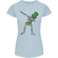 St Patricks Day Dabbing Skeleton Skull Womens Petite Cut T-Shirt Light Blue