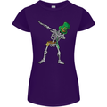 St Patricks Day Dabbing Skeleton Skull Womens Petite Cut T-Shirt Purple