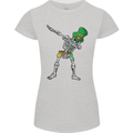 St Patricks Day Dabbing Skeleton Skull Womens Petite Cut T-Shirt Sports Grey