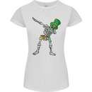 St Patricks Day Dabbing Skeleton Skull Womens Petite Cut T-Shirt White