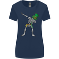 St Patricks Day Dabbing Skeleton Skull Womens Wider Cut T-Shirt Navy Blue