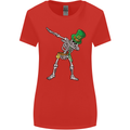 St Patricks Day Dabbing Skeleton Skull Womens Wider Cut T-Shirt Red