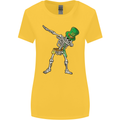 St Patricks Day Dabbing Skeleton Skull Womens Wider Cut T-Shirt Yellow