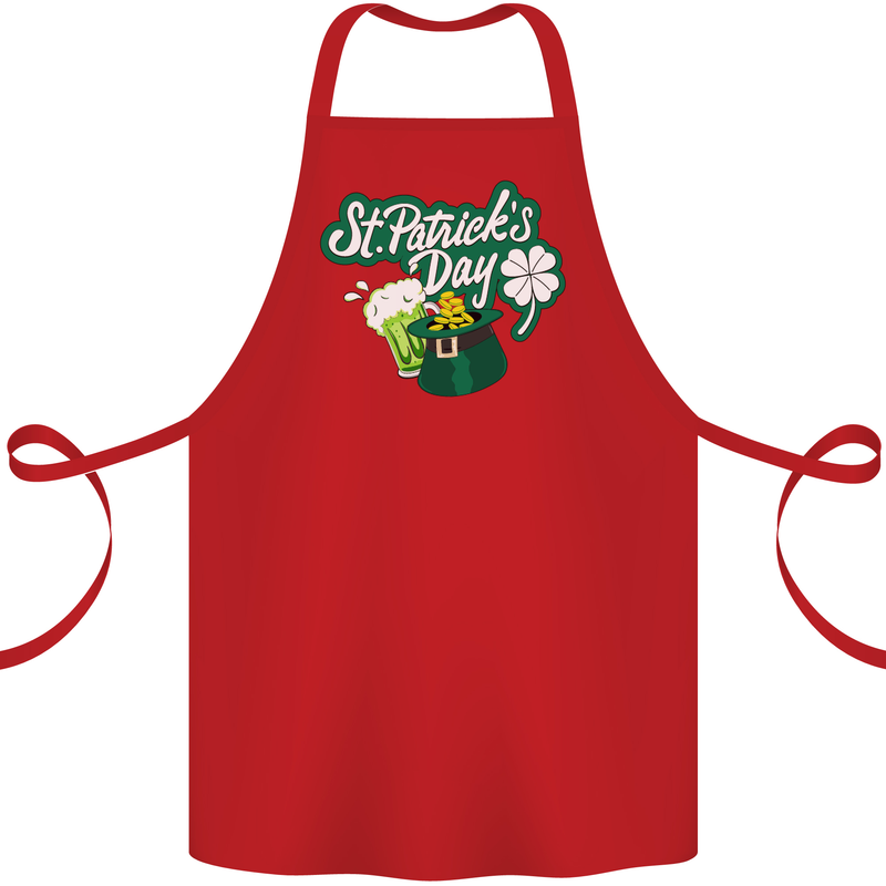 St Patricks Day Funny Irish Ireland Holiday Cotton Apron 100% Organic Red