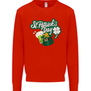 St Patricks Day Funny Irish Ireland Holiday Mens Sweatshirt Jumper Bright Red