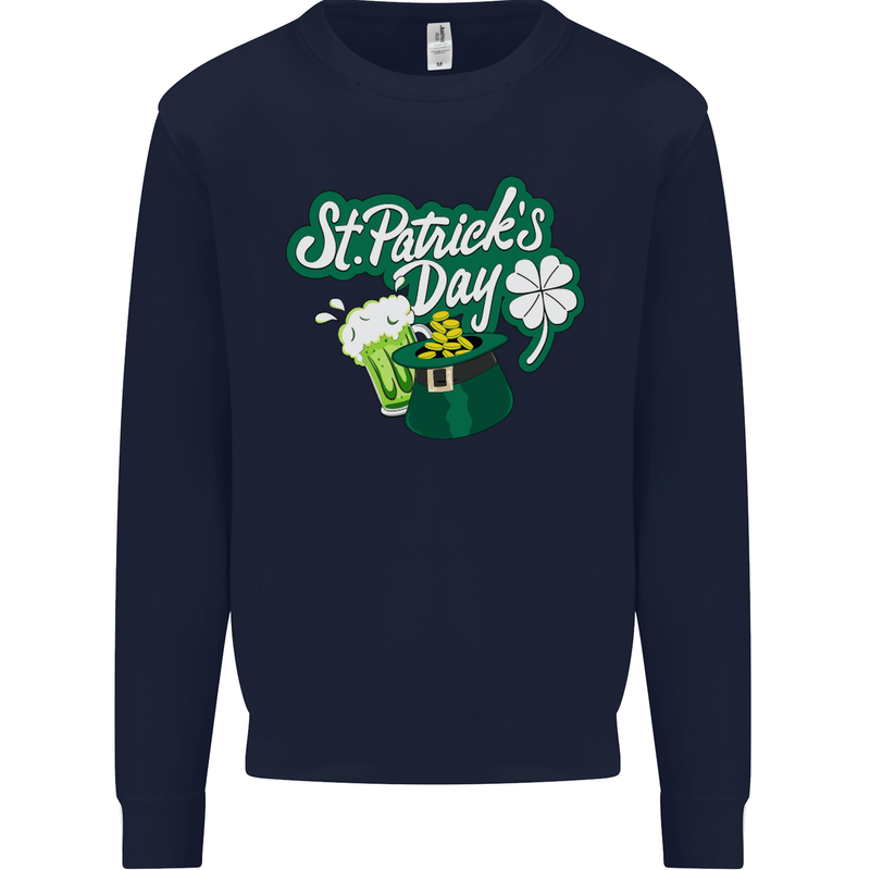 St Patricks Day Funny Irish Ireland Holiday Mens Sweatshirt Jumper Navy Blue