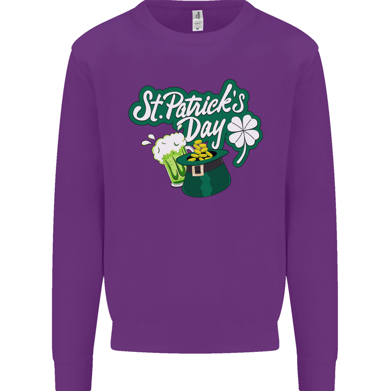 St Patricks Day Funny Irish Ireland Holiday Mens Sweatshirt Jumper Purple